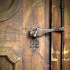 close up of a door latch locked