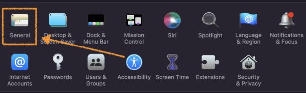 General option in MacOS system Preferences
