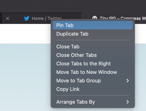 Tab Pins in Safari to Restore on Open