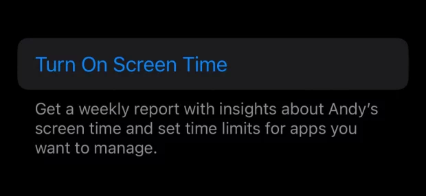 Turn on Screen Time
